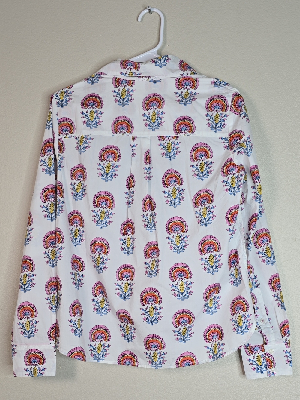 Boden  Sienna White Button-Down Shirt with Pink & Blue Floral Motif Size 0R Nwt - Picture 7 of 7
